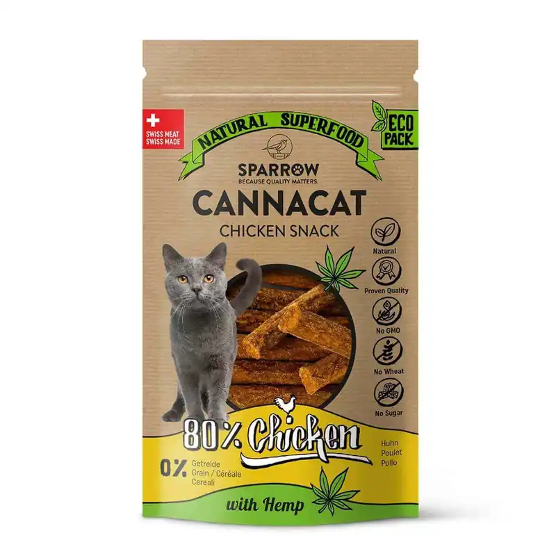 Super-Preis Sparpaket 2 x 50 g Sparrow CannaCat Chicken Snack mit CBD Katzen Snack